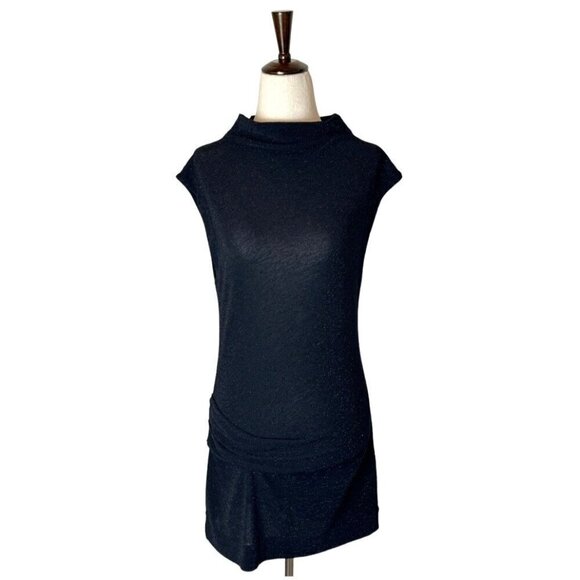 By Malene Birger Sweater Women Small Black Metallic Knit Mock Neck Hinnon Top - Picture 2 of 10